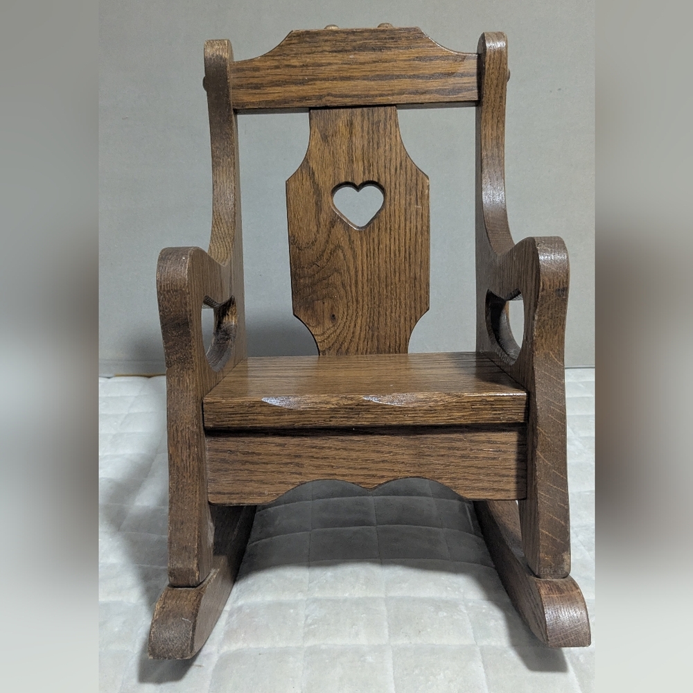 Rustic Farmhouse Vintage Solid Wood Doll Rocker